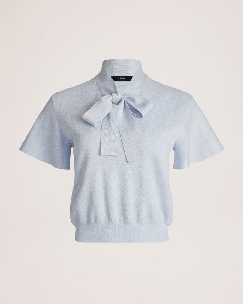 Mariya Metallic Tie Neck Knit in ICE BLUE