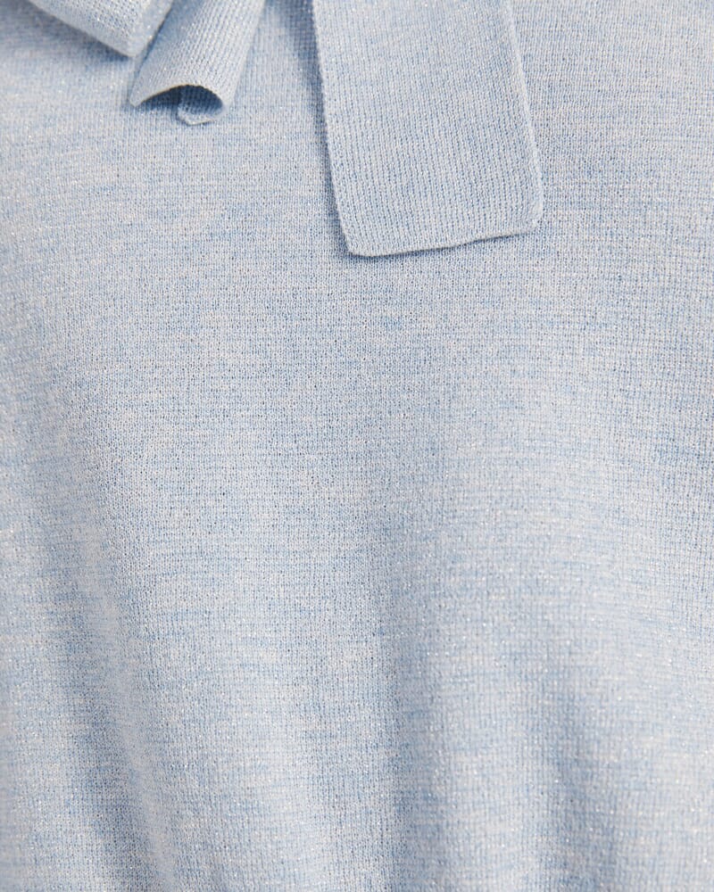 Mariya Metallic Tie Neck Knit in ICE BLUE