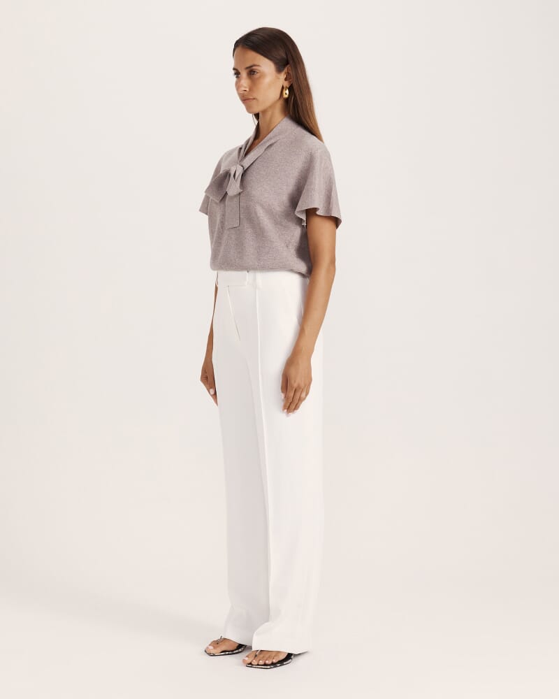 Mariya Metallic Tie Neck Knit in MAUVE