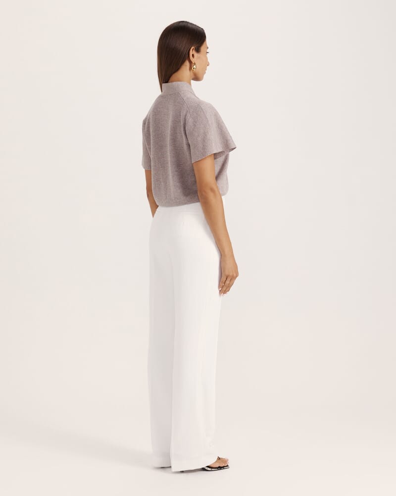 Mariya Metallic Tie Neck Knit in MAUVE