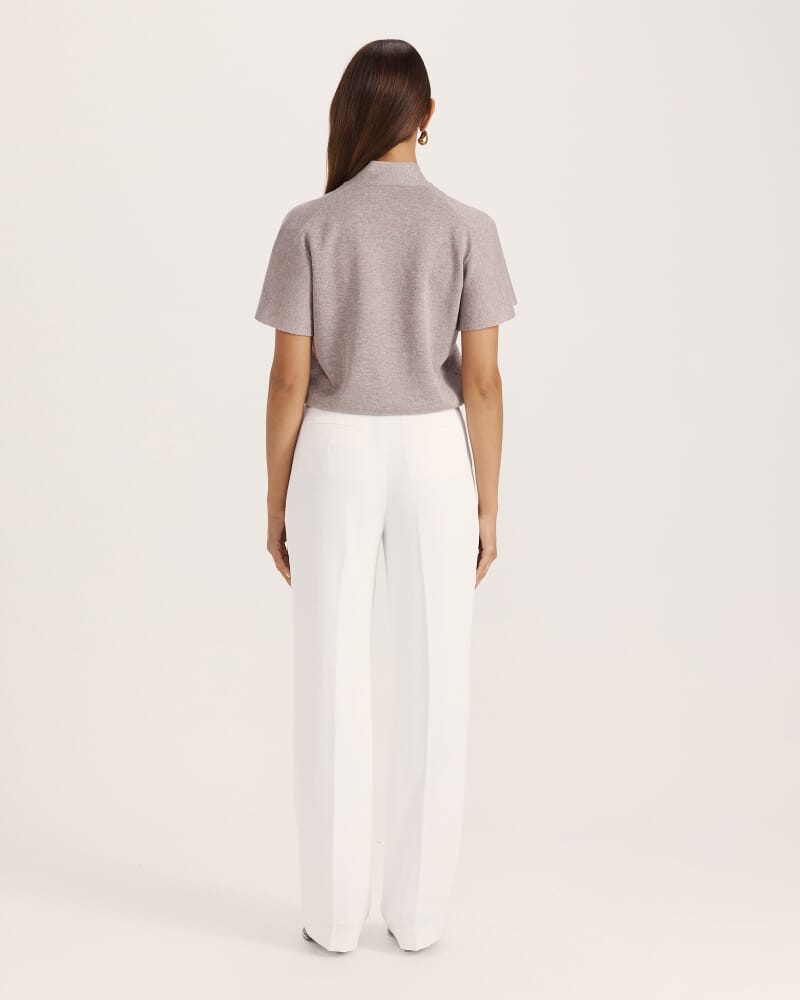 Mariya Metallic Tie Neck Knit in MAUVE