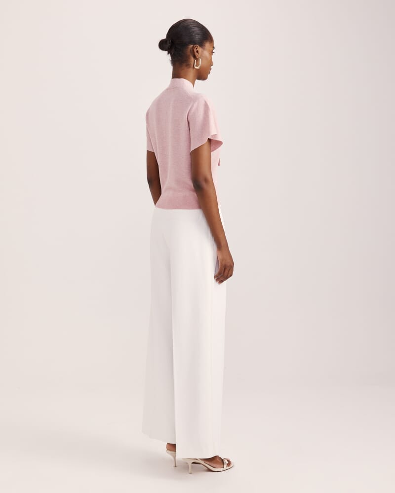 Mariya Metallic Tie Neck Knit in PALE PINK