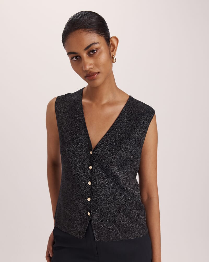 Shaila Sparkling Knit Vest in BLACK/GOLD