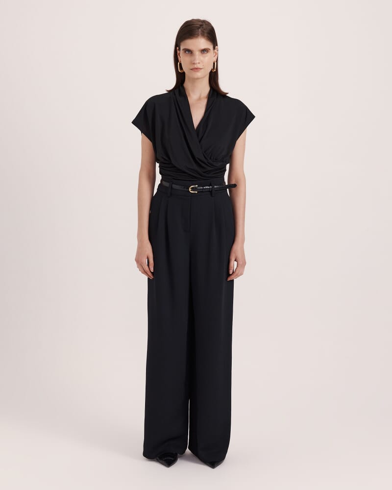 Dharma Pleat Front Pant in BLACK
