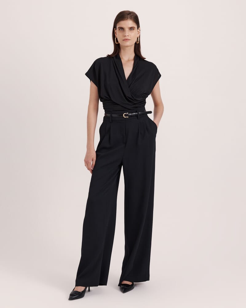 Dharma Pleat Front Pant in BLACK
