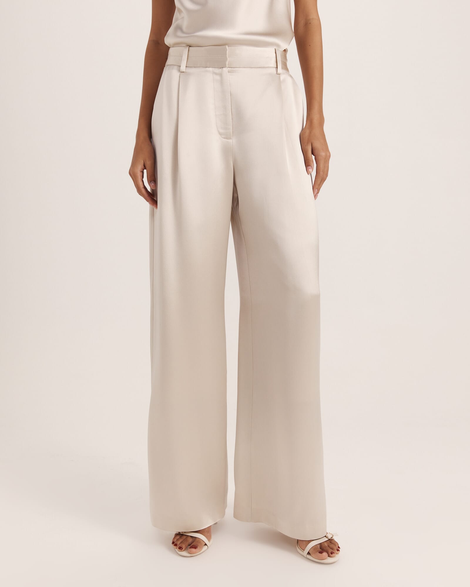 Sallee Satin Pleat Front Pant