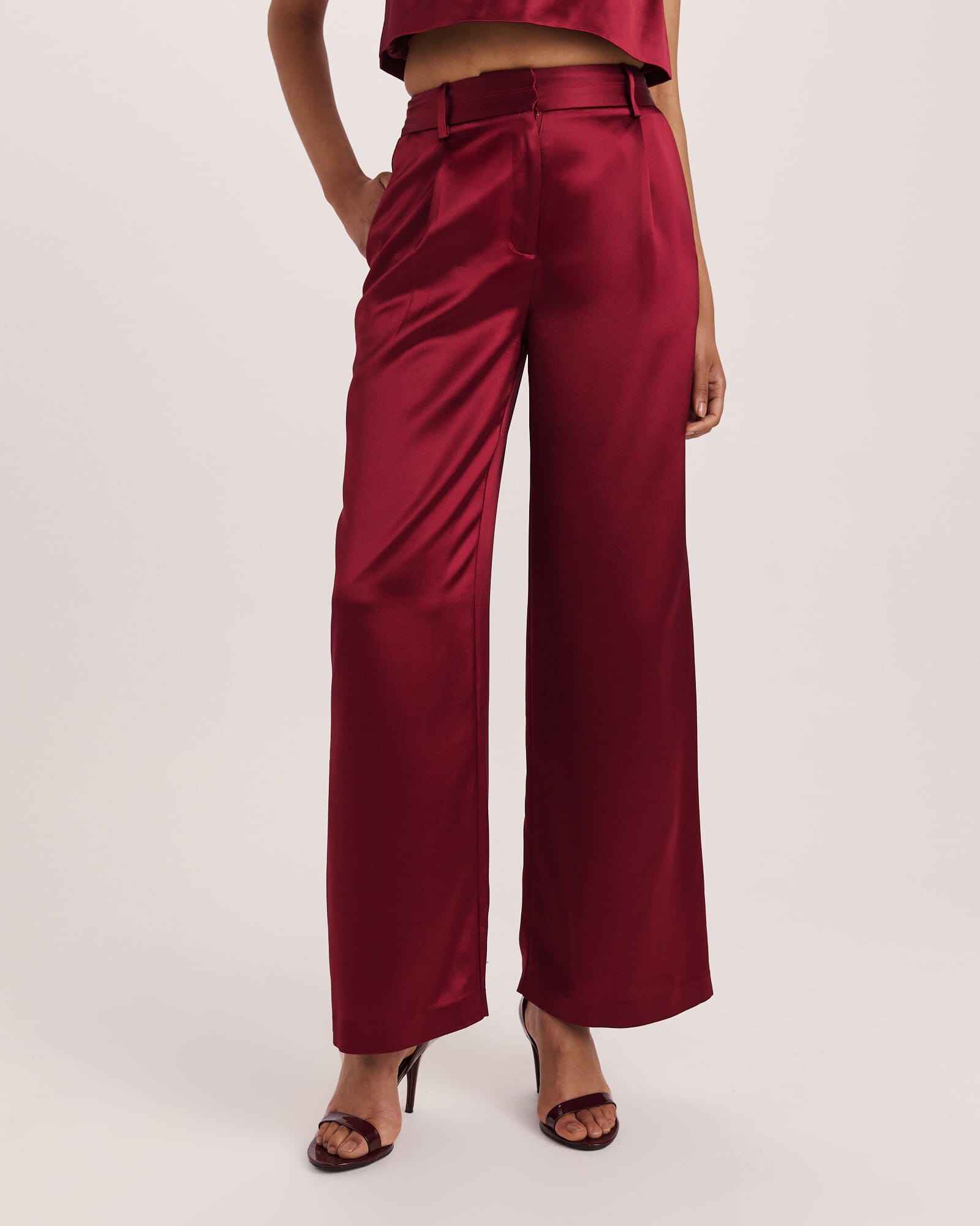 Sallee Satin Pleat Front Pant