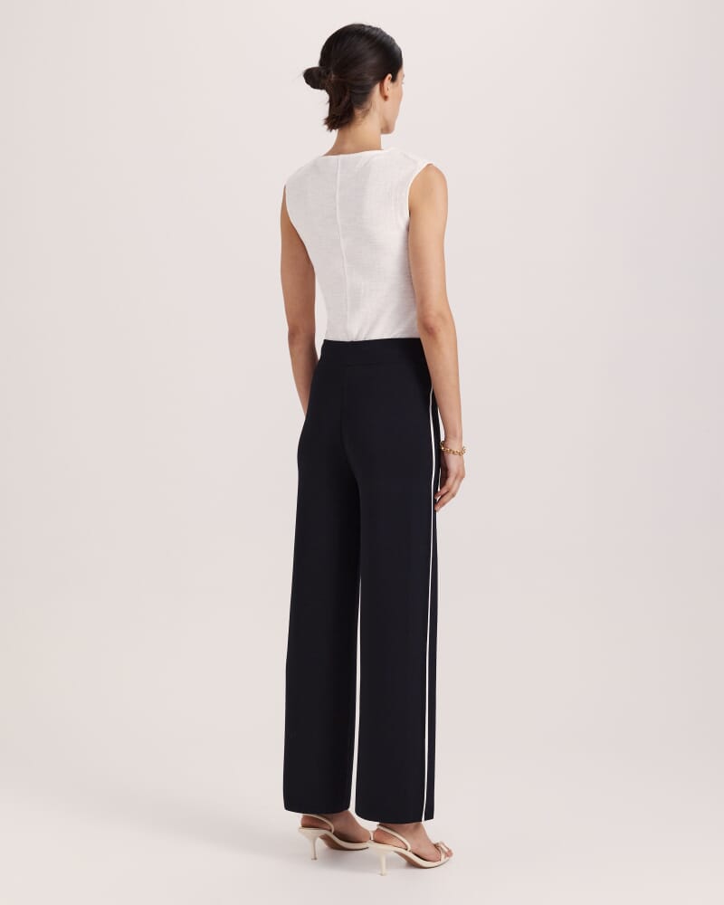 Mia Milano Knit Contrast Tip Pant in BLACK