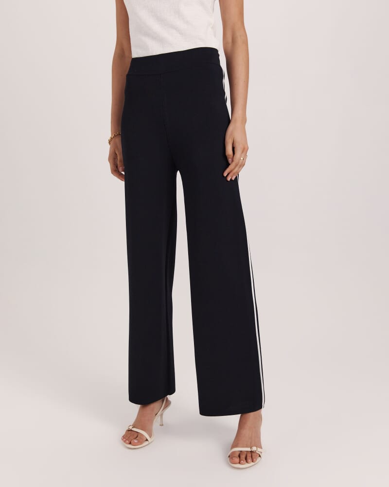 Mia Milano Knit Contrast Tip Pant in BLACK