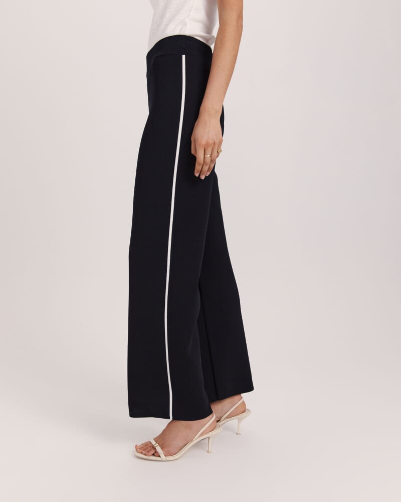 Mia Milano Knit Contrast Tip Pant in BLACK