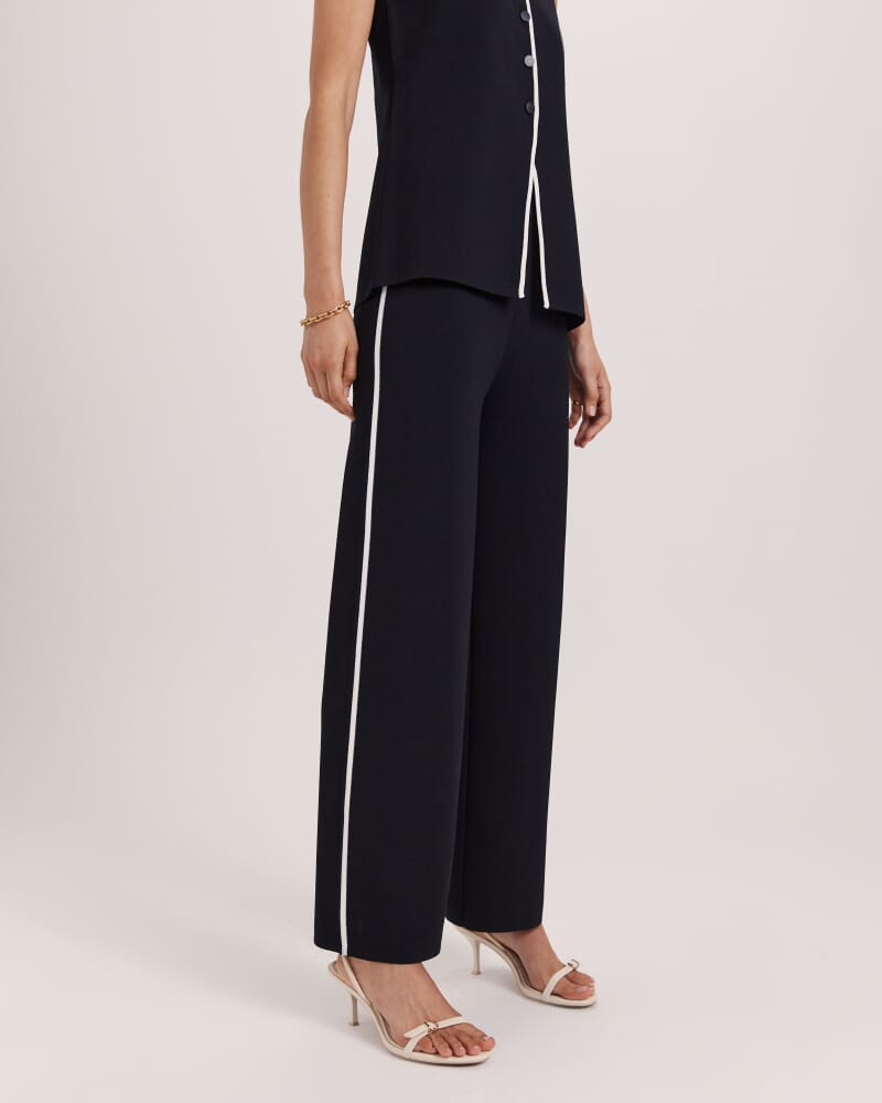 Mia Milano Knit Contrast Tip Pant in BLACK