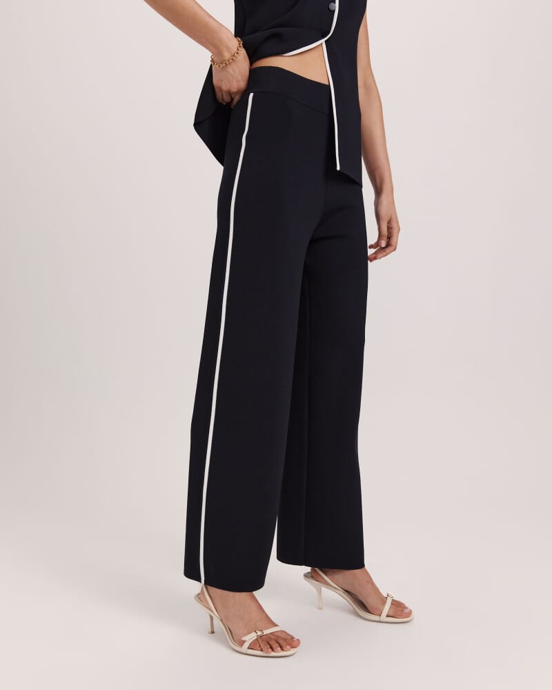 Mia Milano Knit Contrast Tip Pant in BLACK