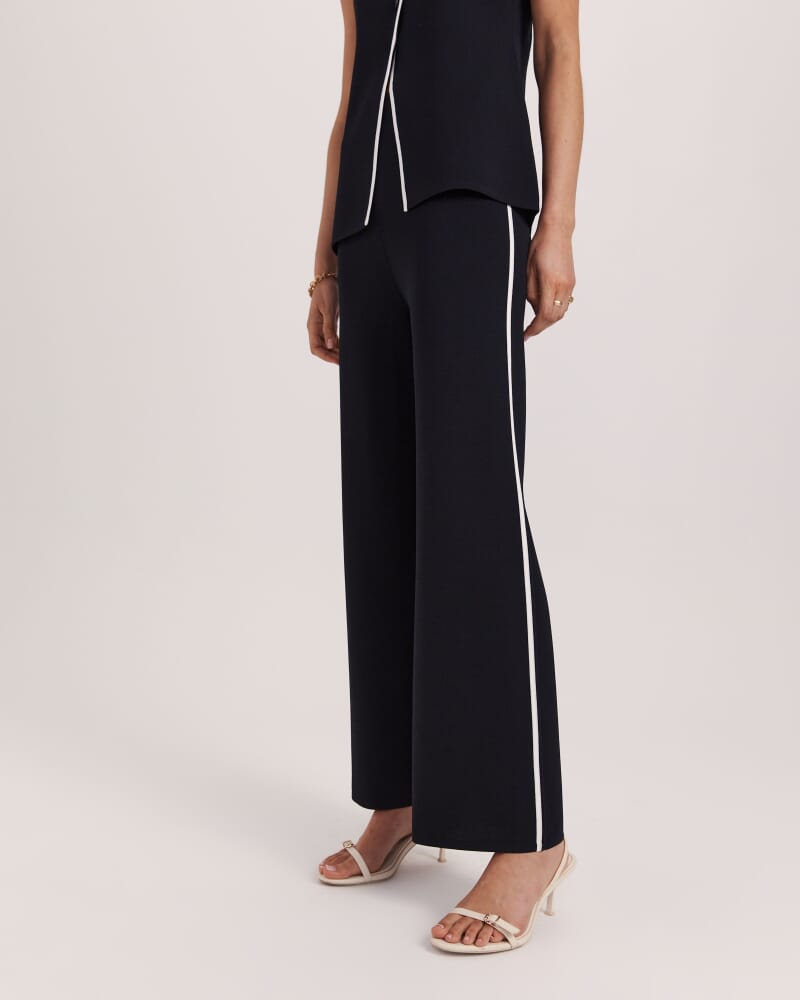 Mia Milano Knit Contrast Tip Pant in BLACK