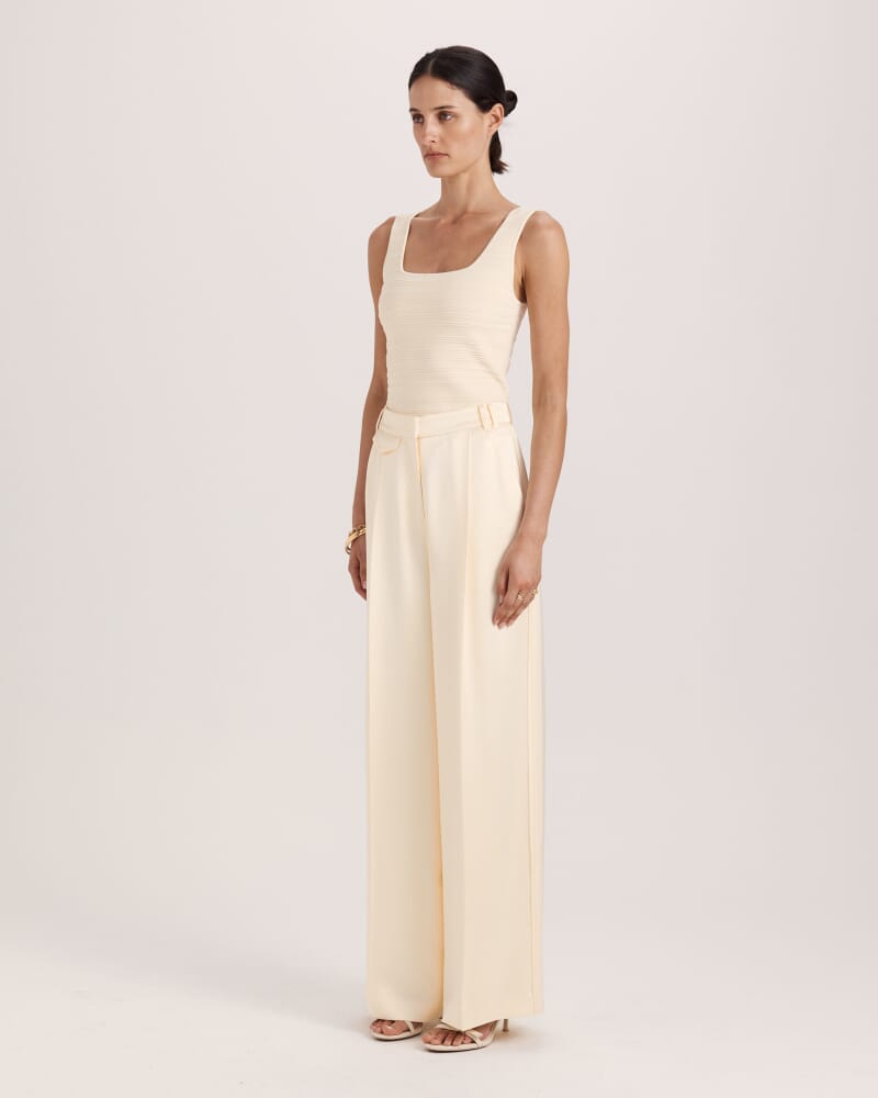 Nevine Pleat Front Pant in PALE LEMON