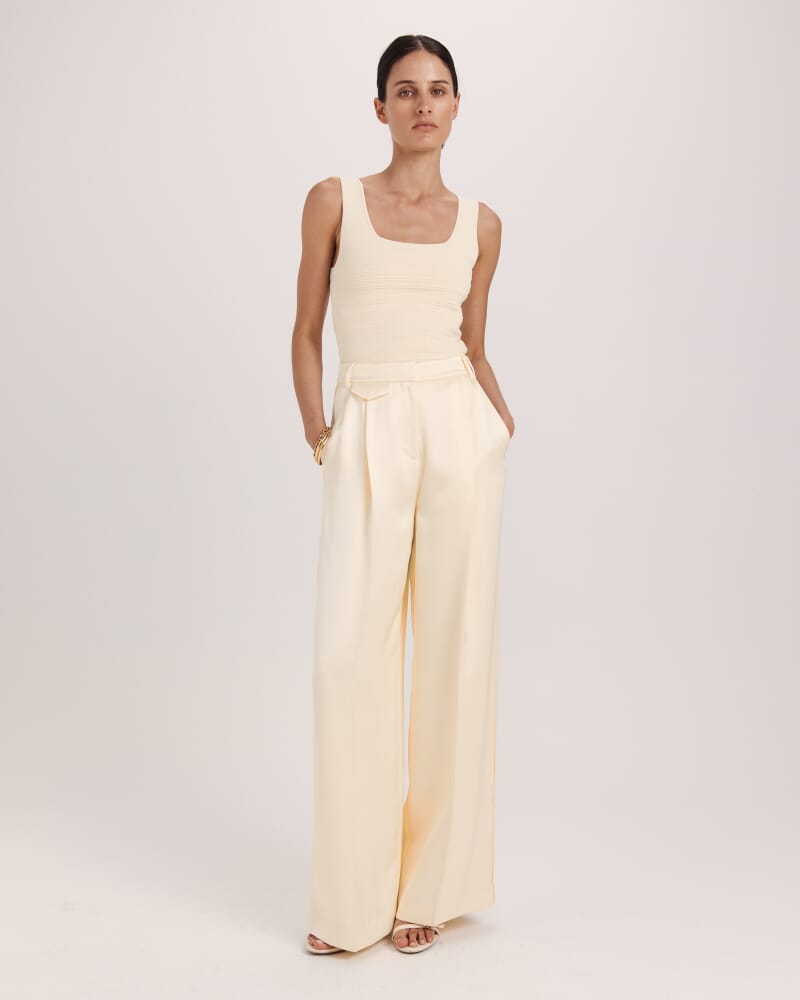 Nevine Pleat Front Pant in PALE LEMON