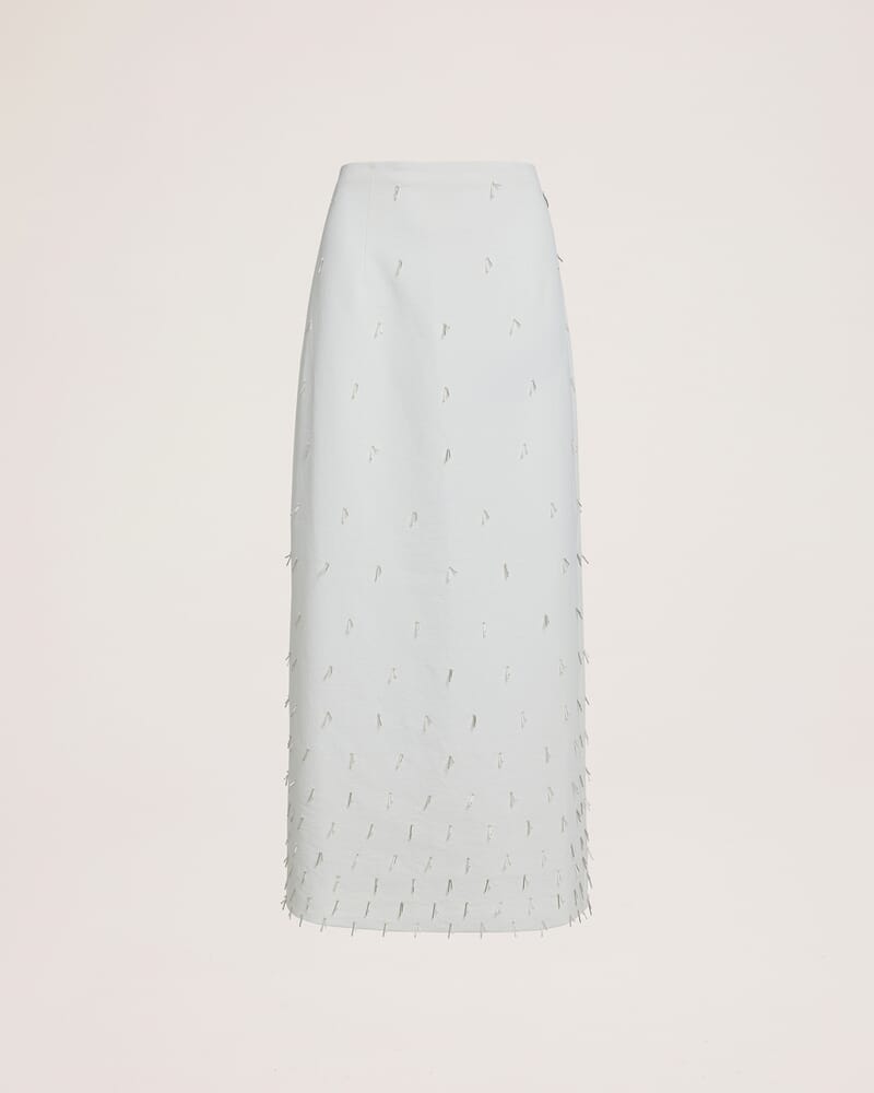 Dharma Beaded Midi Skirt in ALABASTER