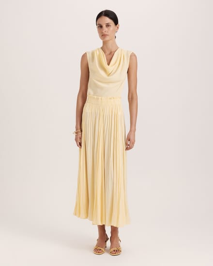 Lillian Pleated Skirt in CAMOMILE