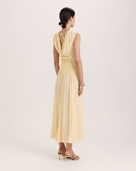 Lillian Pleated Skirt in CAMOMILE