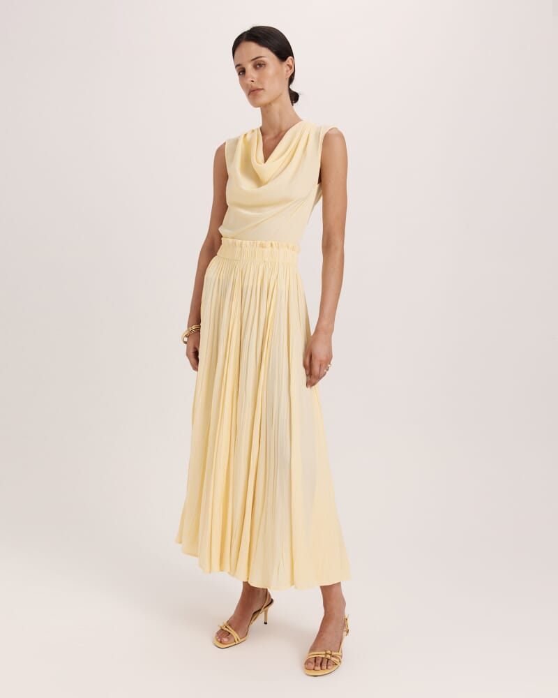 Lillian Pleated Skirt in CAMOMILE