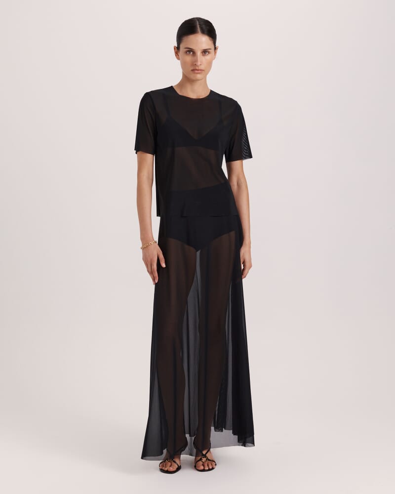 Catia Sheer Mesh Skirt in BLACK