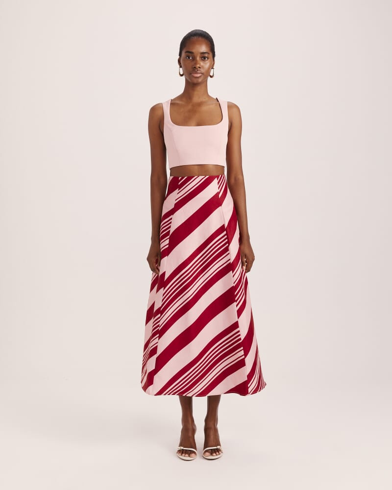 La Belle Stripe Midi Skirt in MULTI
