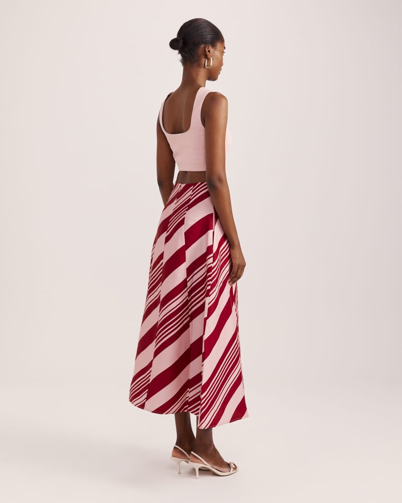 La Belle Stripe Midi Skirt in MULTI