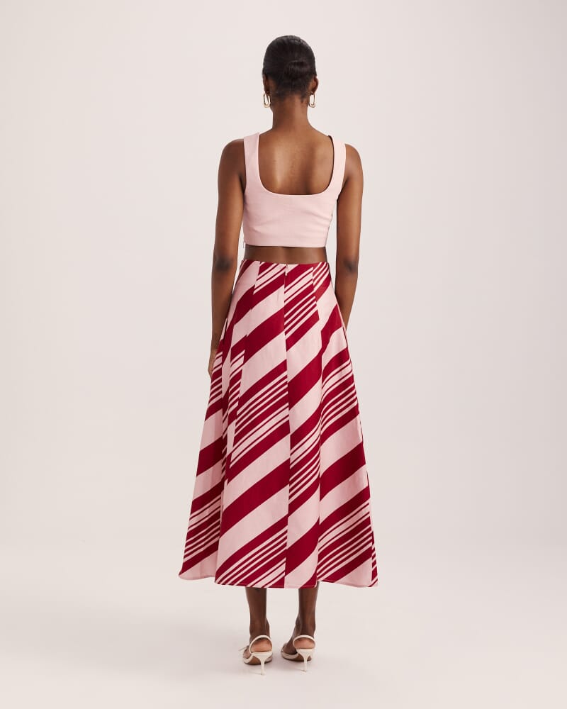 La Belle Stripe Midi Skirt in MULTI