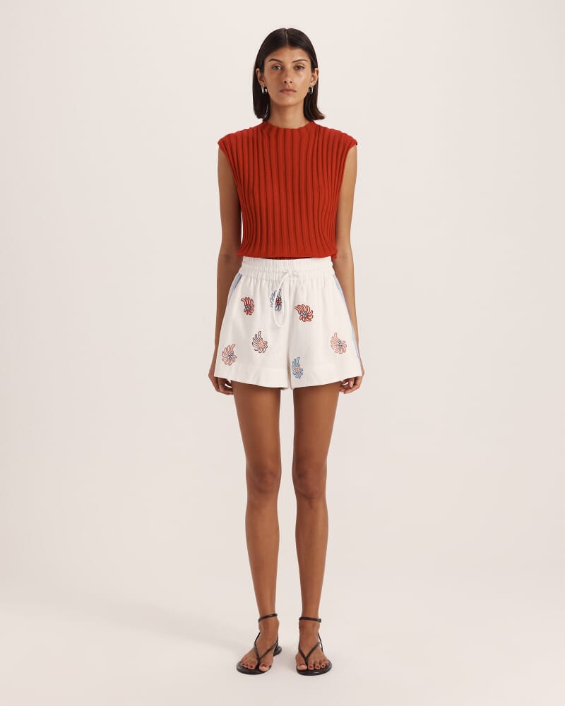Antibes Embroidered Linen Short in MULTI