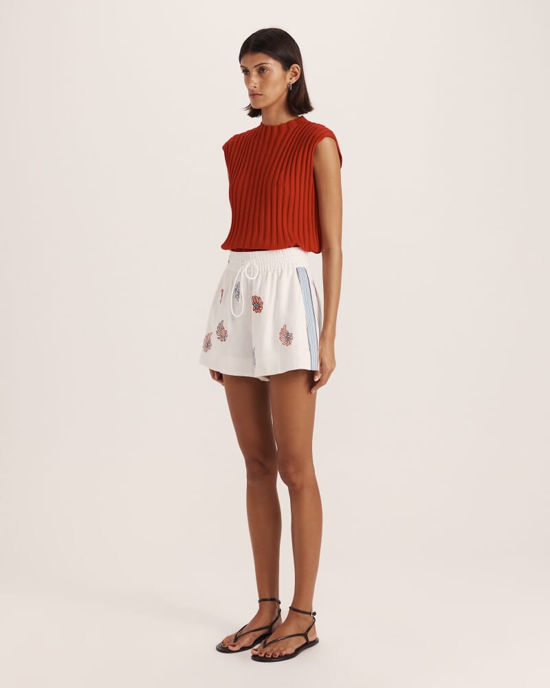 Antibes Embroidered Linen Short in MULTI