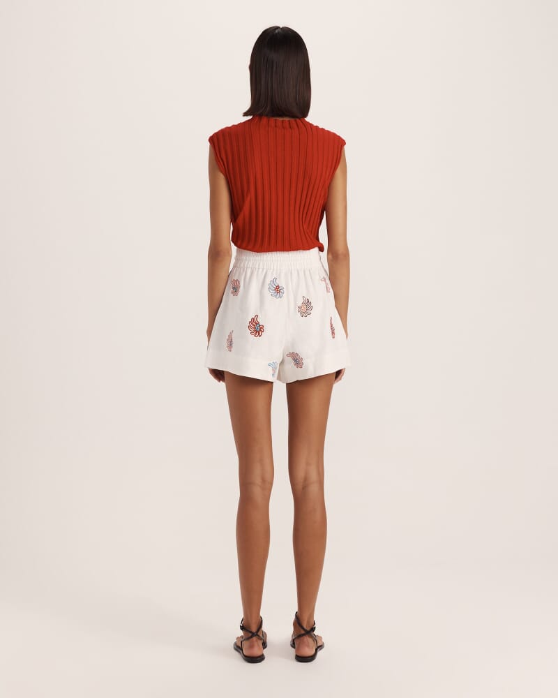 Antibes Embroidered Linen Short in MULTI