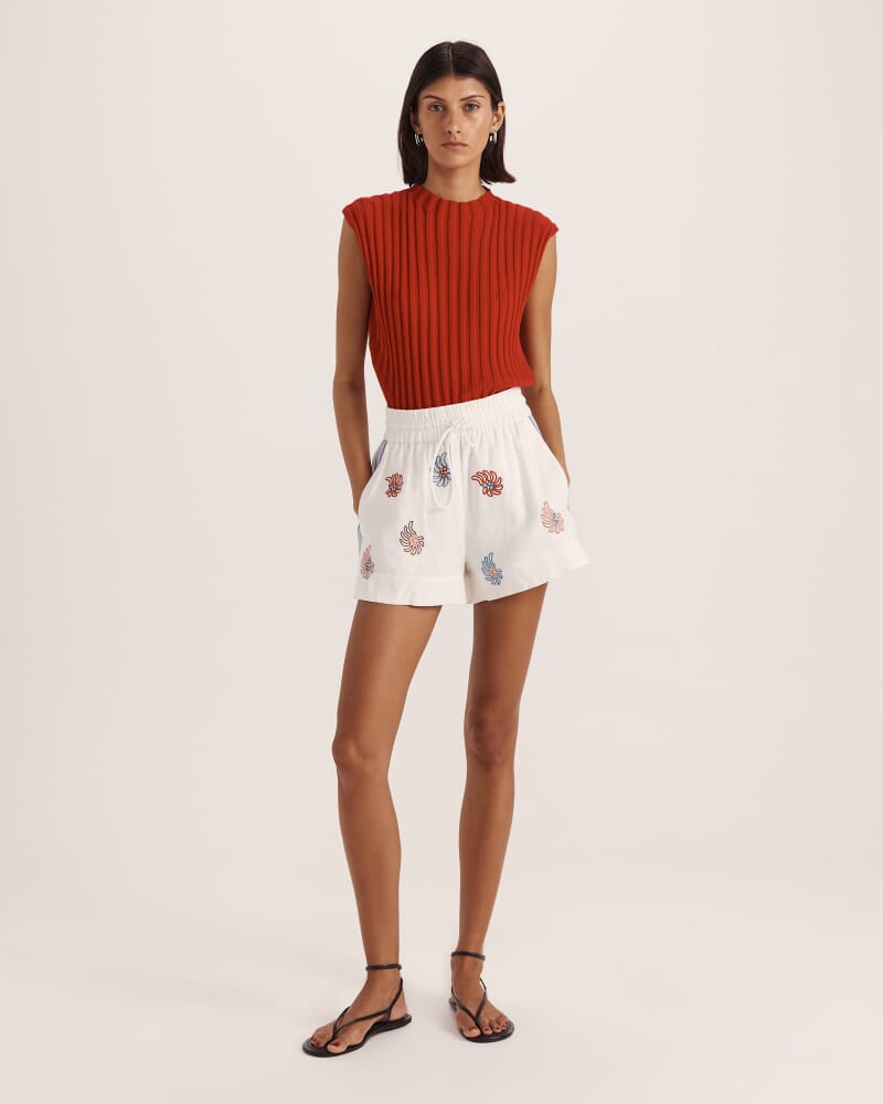 Antibes Embroidered Linen Short in MULTI