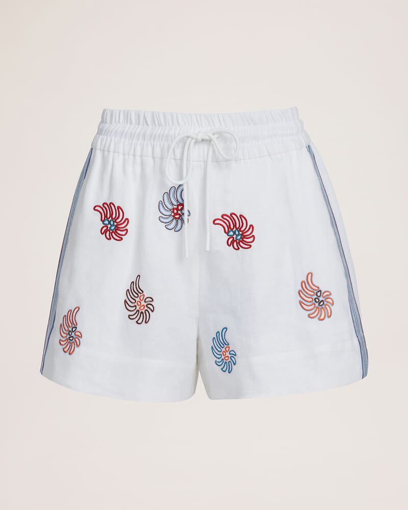 Antibes Embroidered Linen Short in MULTI