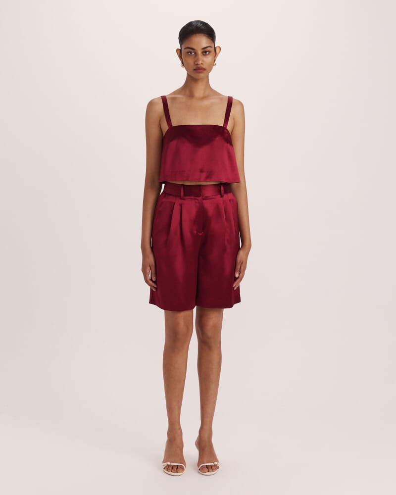 Sallee Satin Crop Top in RASPBERRY
