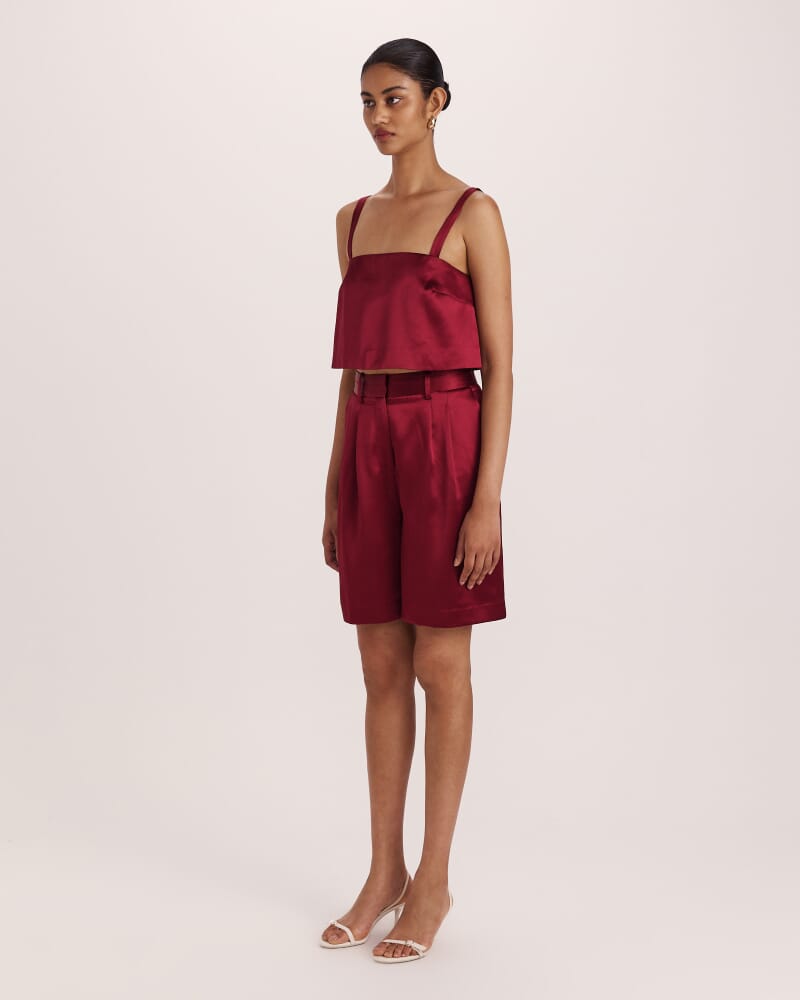 Sallee Satin Crop Top in RASPBERRY