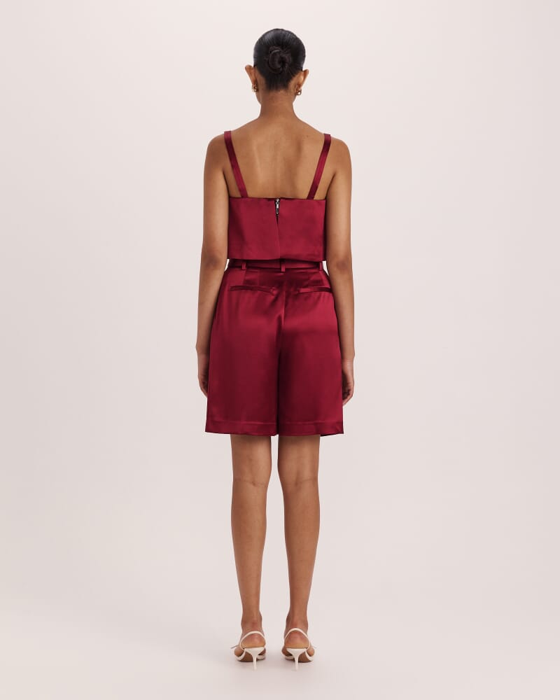 Sallee Satin Crop Top in RASPBERRY