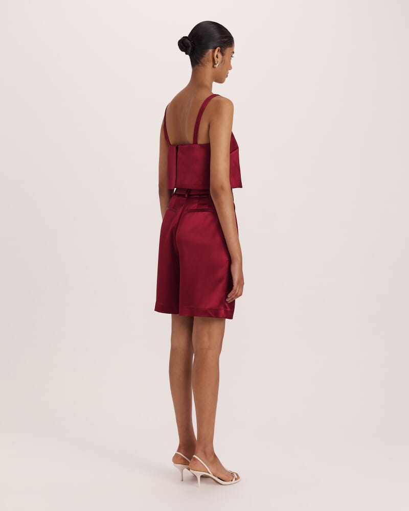 Sallee Satin Crop Top in RASPBERRY