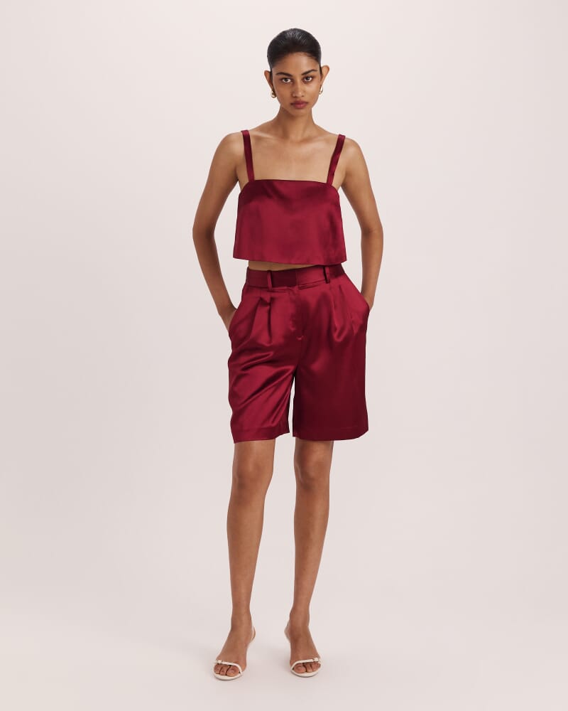 Sallee Satin Crop Top in RASPBERRY