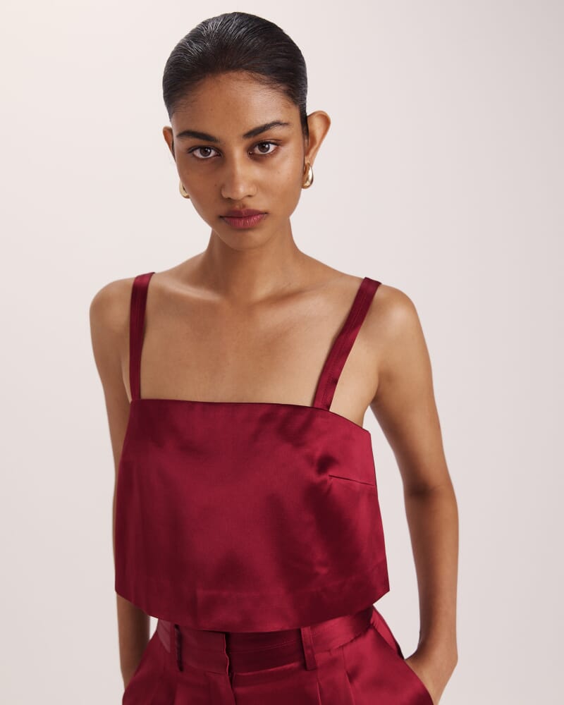 Sallee Satin Crop Top in RASPBERRY