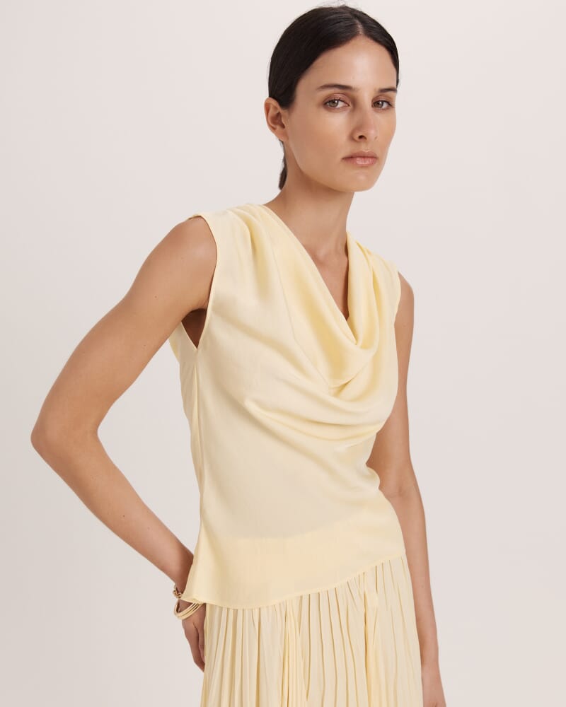 Lillian Cowl Neck Top in CAMOMILE