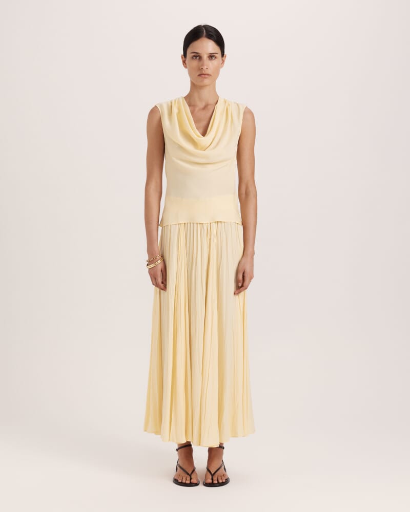 Lillian Cowl Neck Top in CAMOMILE