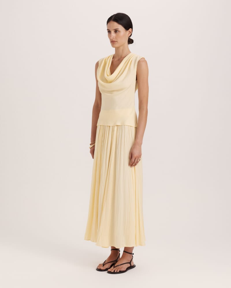 Lillian Cowl Neck Top in CAMOMILE