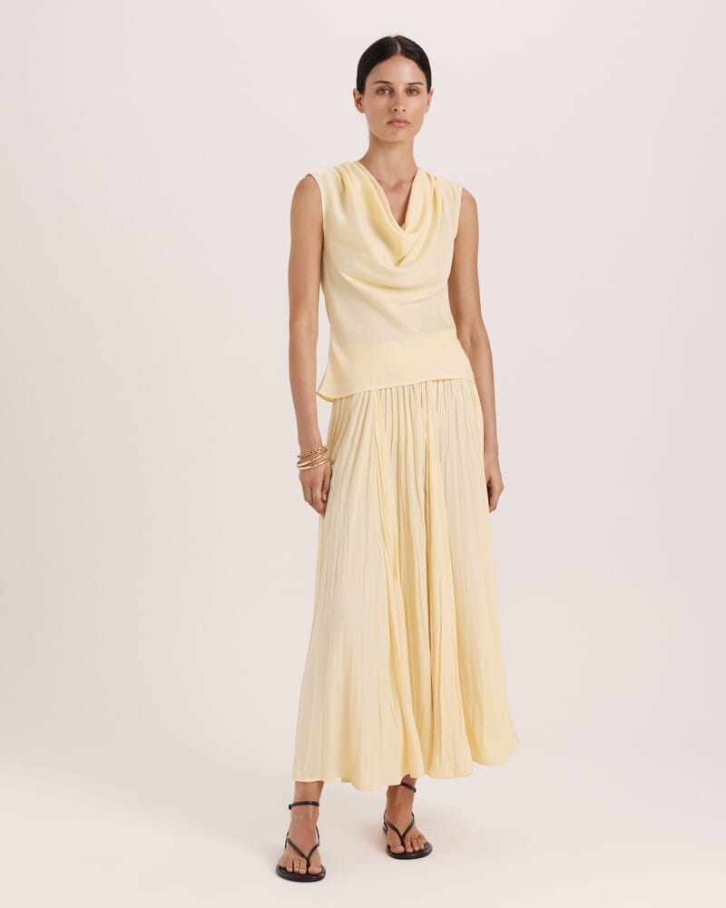 Lillian Cowl Neck Top in CAMOMILE