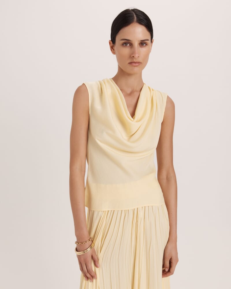 Lillian Cowl Neck Top in CAMOMILE