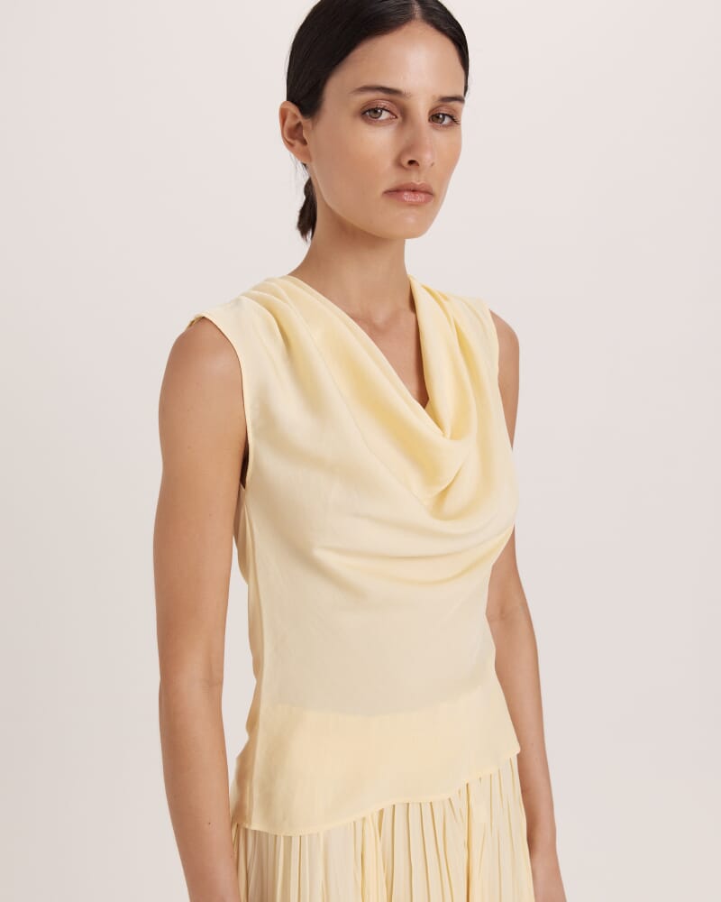 Lillian Cowl Neck Top in CAMOMILE