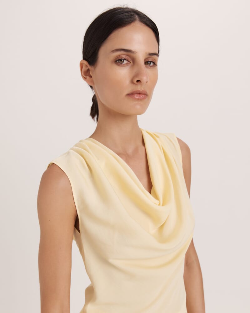 Lillian Cowl Neck Top in CAMOMILE