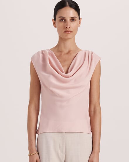 Lillian Cowl Neck Top in ROSE