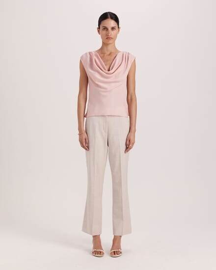 Lillian Cowl Neck Top in ROSE