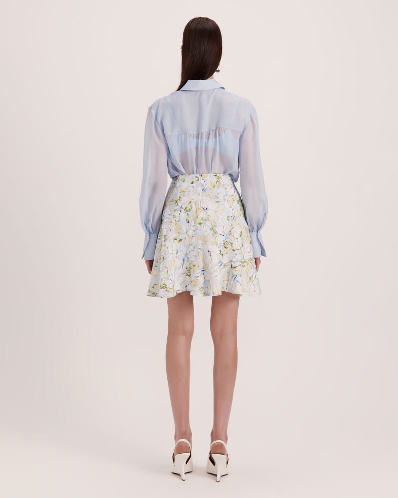 Ash Silk Chiffon Cropped Shirt in BLUE