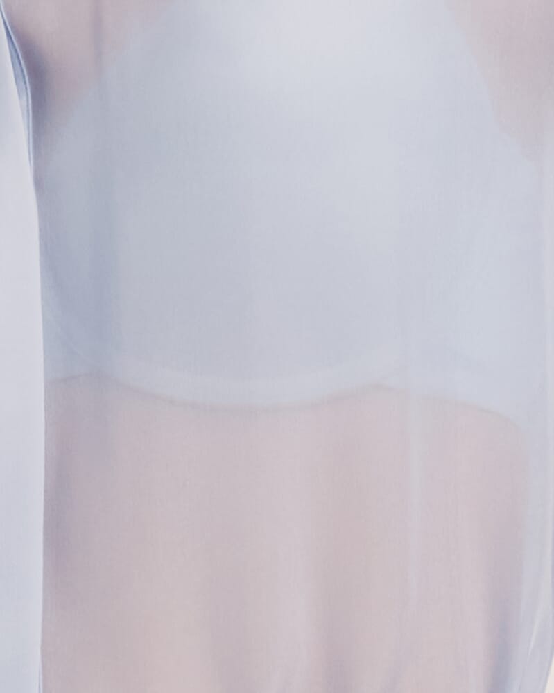 Ash Silk Chiffon Cropped Shirt in BLUE