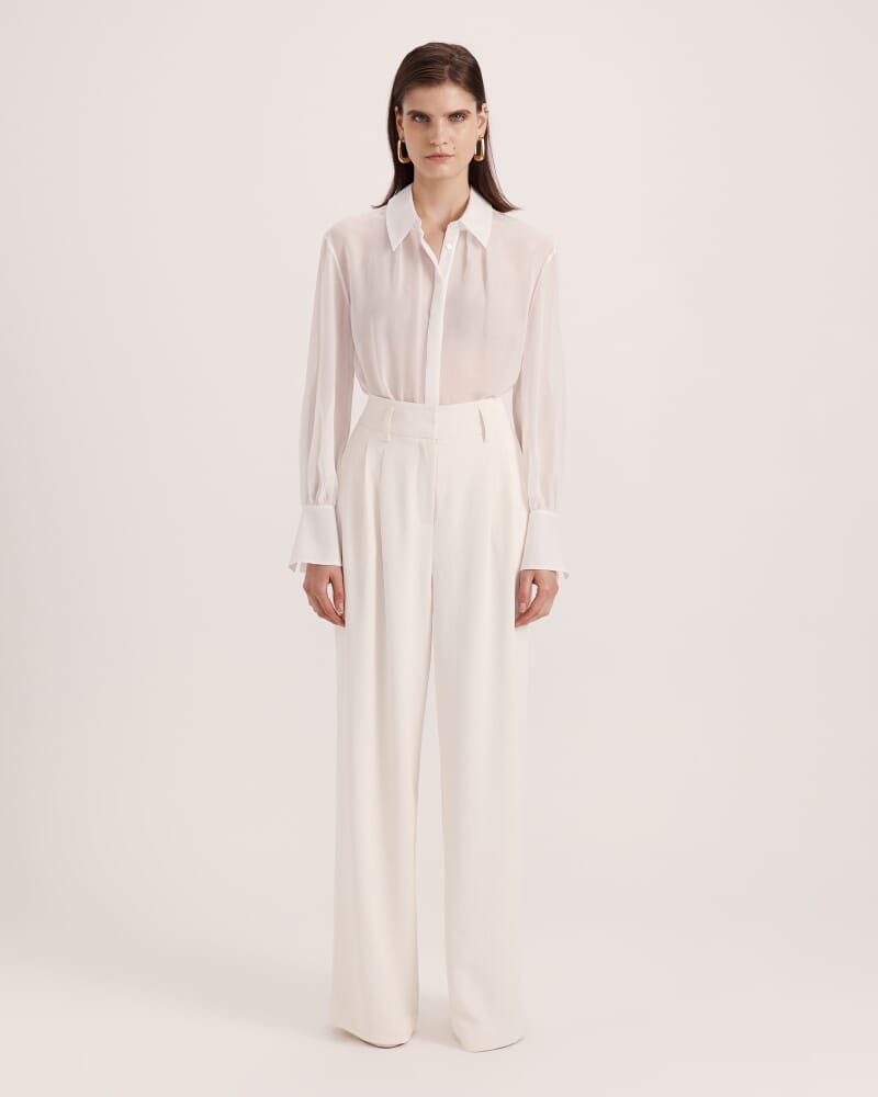 Ash Silk Chiffon Cropped Shirt in OFF WHITE